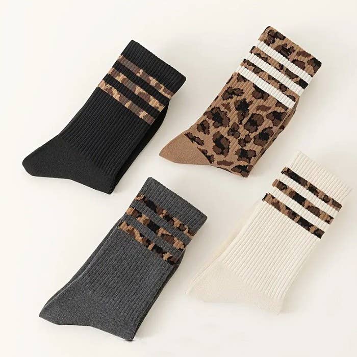 Leopard half crew Socks-JOSSLYN by wall to wall-R3vel Threads, Women's Fashion Boutique, Located in Hudsonville, Michigan