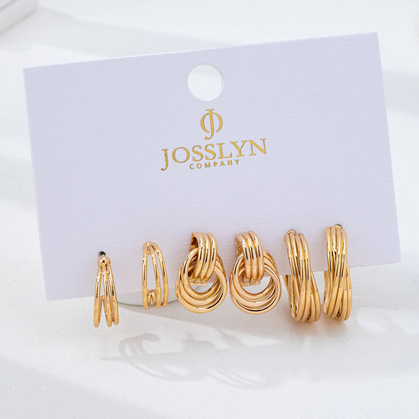 Curated Multi-Line Hoop Earring Set-JOSSLYN by wall to wall-R3vel Threads, Women's Fashion Boutique, Located in Hudsonville, Michigan