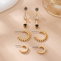 Gold-Tone Mixed Crystals & Black Gems Earring Set-JOSSLYN by wall to wall-R3vel Threads, Women's Fashion Boutique, Located in Hudsonville, Michigan
