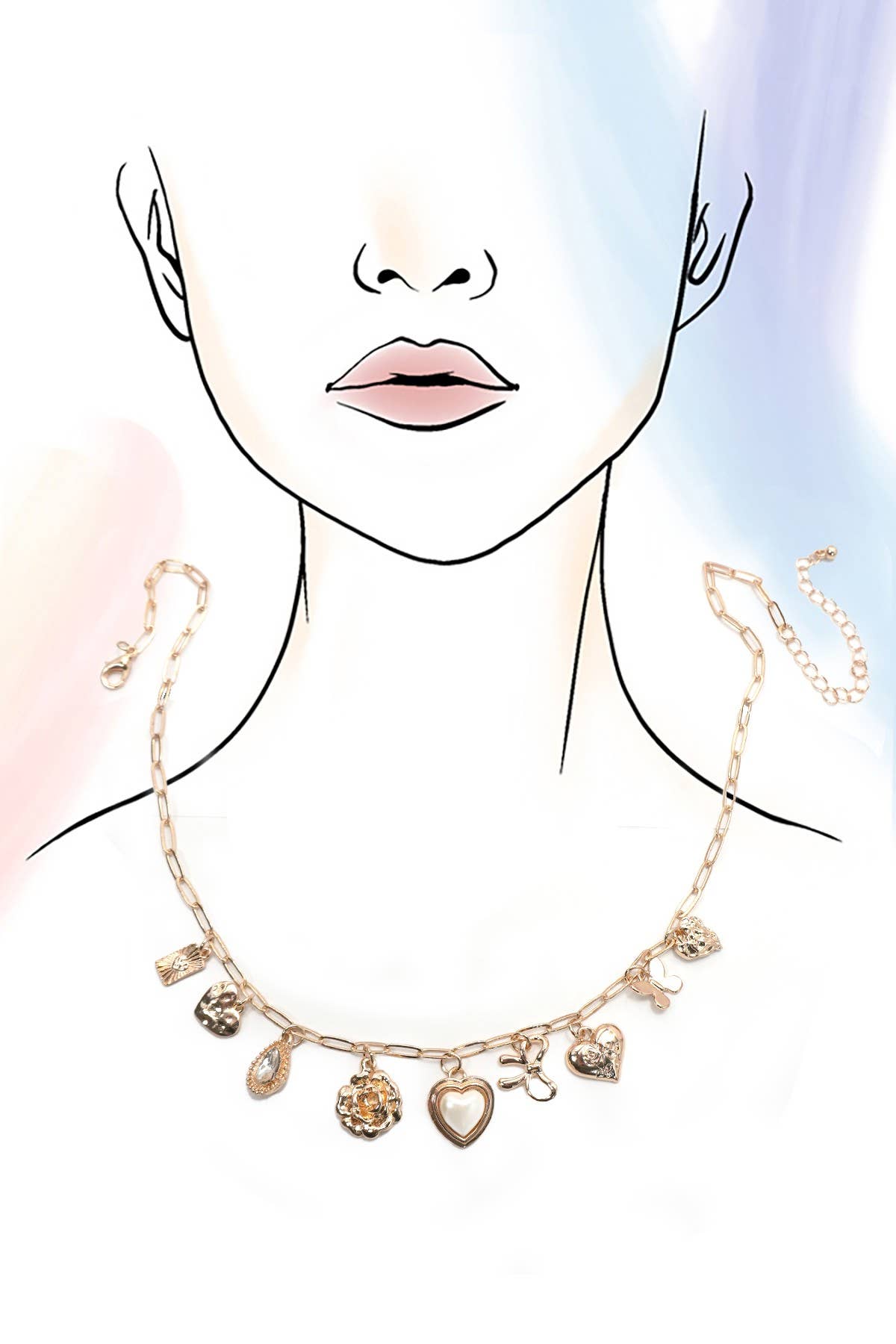 Pearl Heart Charm Necklace-JOSSLYN by wall to wall-R3vel Threads, Women's Fashion Boutique, Located in Hudsonville, Michigan