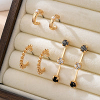 Gold-Tone Mixed Crystals & Black Gems Earring Set-JOSSLYN by wall to wall-R3vel Threads, Women's Fashion Boutique, Located in Hudsonville, Michigan