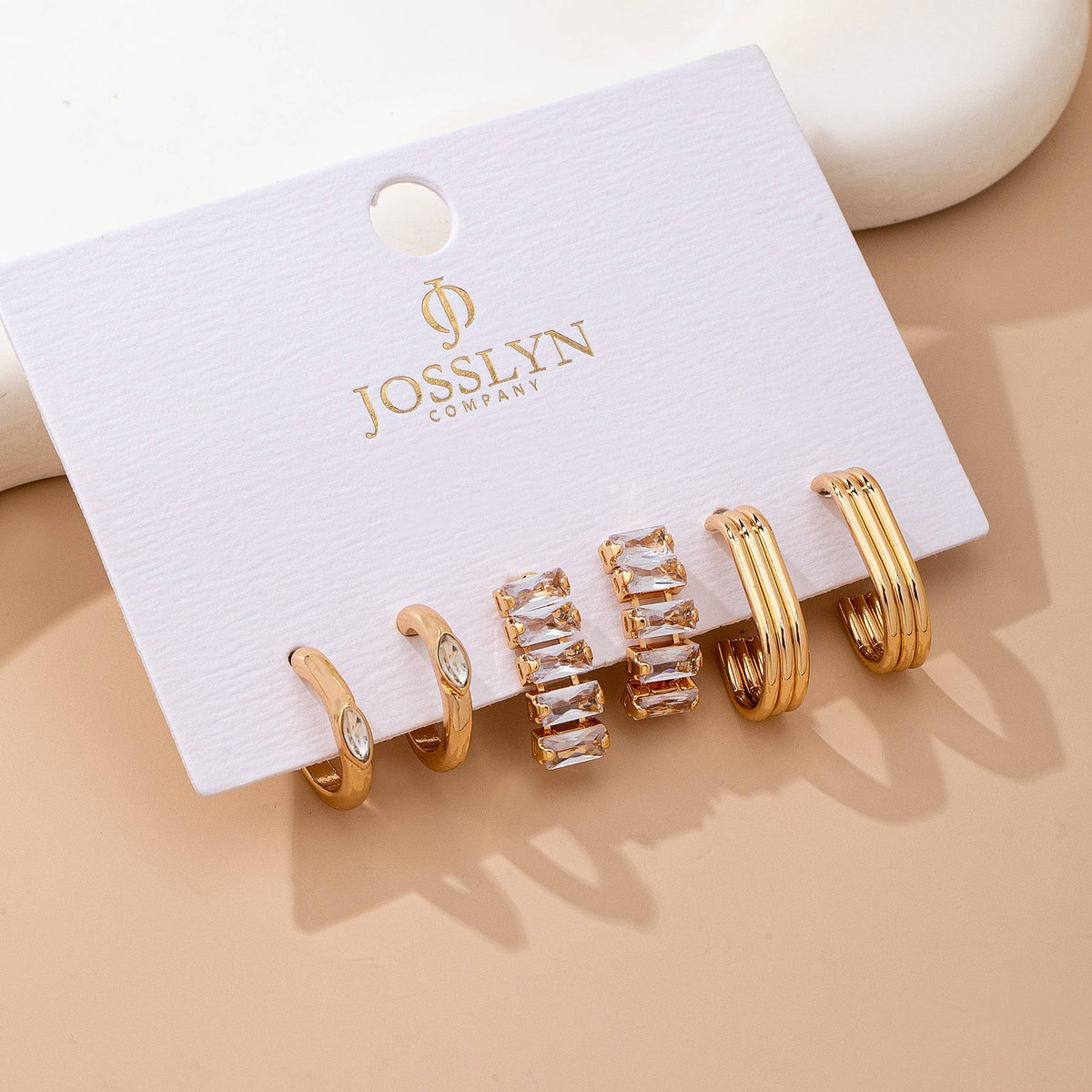 Crystal & Gold Hoop Earring Set-JOSSLYN by wall to wall-R3vel Threads, Women's Fashion Boutique, Located in Hudsonville, Michigan