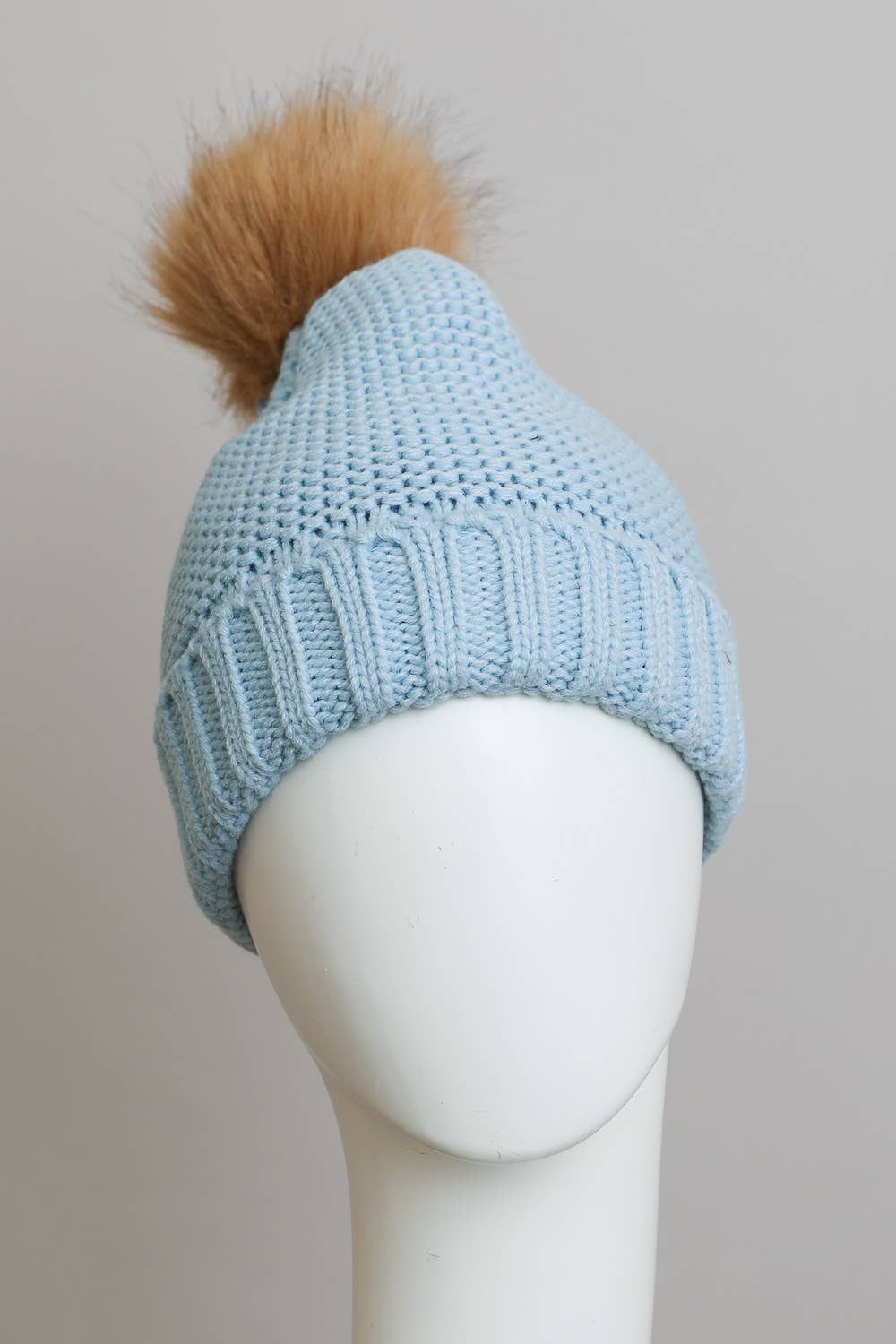 Chunky Knit Pom Beanie with Faux Sherpa Lining-Leto Accessories-R3vel Threads, Women's Fashion Boutique, Located in Hudsonville, Michigan