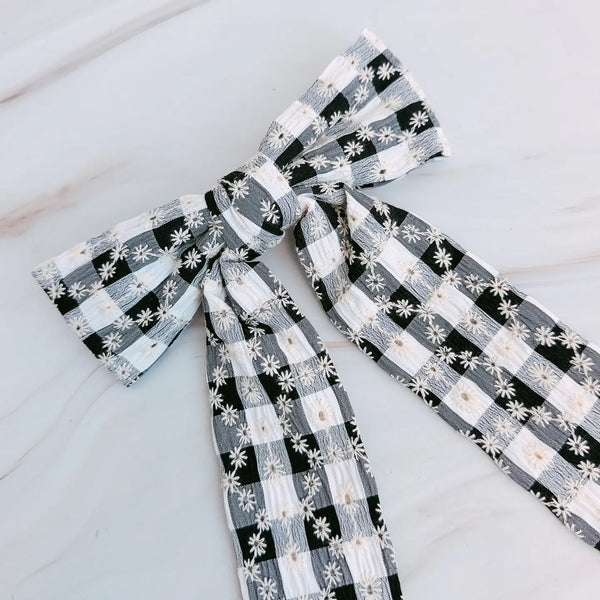 Daisy Gingham Bow Clip-ellison & young-R3vel Threads, Women's Fashion Boutique, Located in Hudsonville, Michigan