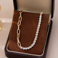 Dual Necklace-Half Rhinestones & Half Link Chain-JOSSLYN by wall to wall-R3vel Threads, Women's Fashion Boutique, Located in Hudsonville, Michigan