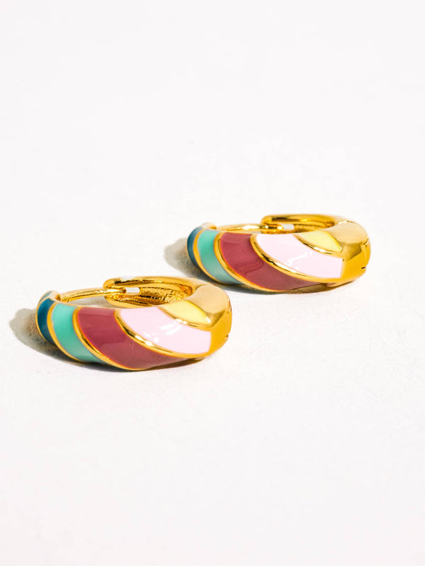 Paloma 18K Gold Colorful Striped Hoop Earring-Flânerie by MAIQ-R3vel Threads, Women's Fashion Boutique, Located in Hudsonville, Michigan