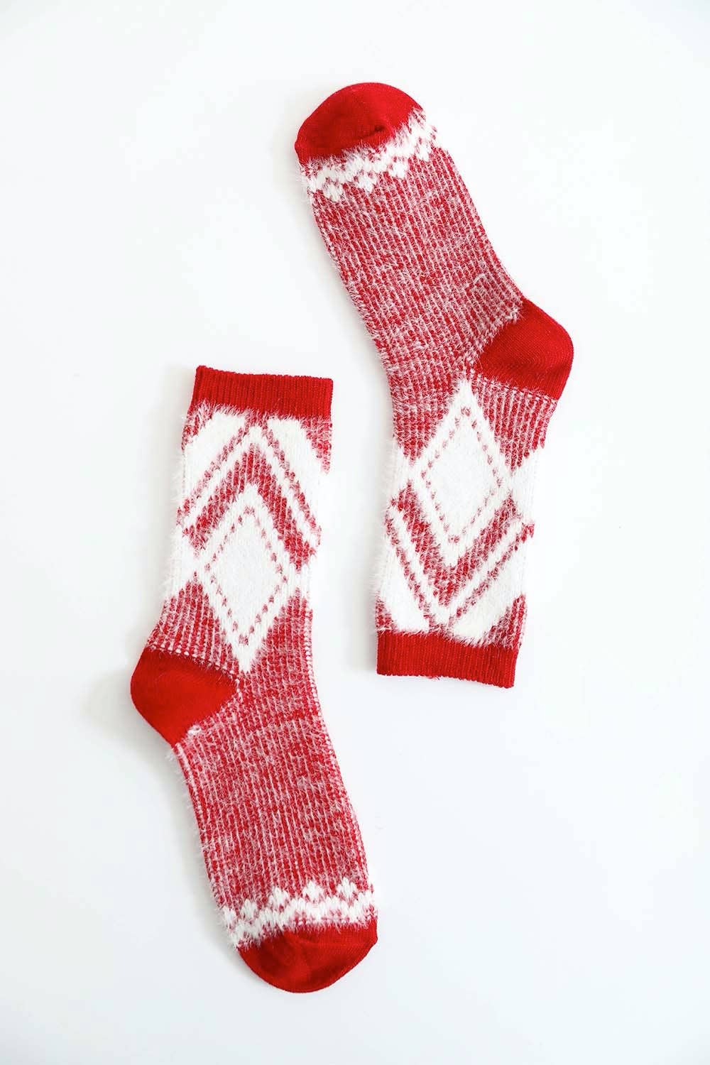Faux Mohair Diamond Pattern Socks - Fall & Winter 2025-Leto Accessories-R3vel Threads, Women's Fashion Boutique, Located in Hudsonville, Michigan