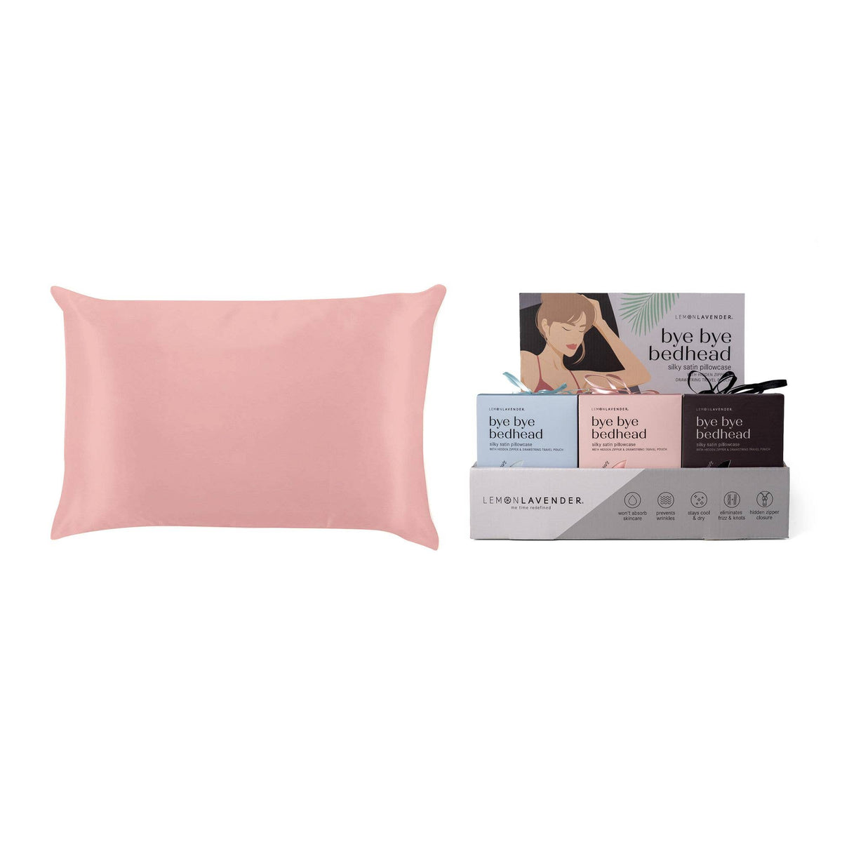 Lemon Lavender Silky Satin Pillowcase Solid Asst