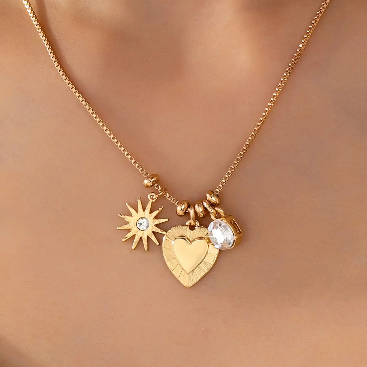 Heart/Starburst Charm Necklace