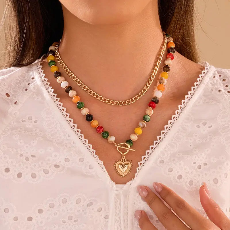 Multi Layer Pendant Resin Beaded