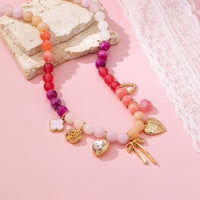 Pastel Beaded Bow Heart Flower Charm Necklace | 80N92704-JOSSLYN by wall to wall-R3vel Threads, Women's Fashion Boutique, Located in Hudsonville, Michigan