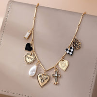 Checker heart charm necklace-JOSSLYN by wall to wall-R3vel Threads, Women's Fashion Boutique, Located in Hudsonville, Michigan