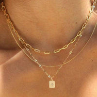 18K STAINLESS STEEL TARNISH FREE LAYERED NECKLACE-JOSSLYN by wall to wall-R3vel Threads, Women's Fashion Boutique, Located in Hudsonville, Michigan