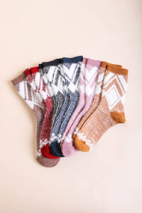 Faux Mohair Diamond Pattern Socks - Fall & Winter 2025-Leto Accessories-R3vel Threads, Women's Fashion Boutique, Located in Hudsonville, Michigan