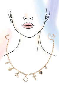 Clover Bow Cross necklace-JOSSLYN by wall to wall-R3vel Threads, Women's Fashion Boutique, Located in Hudsonville, Michigan